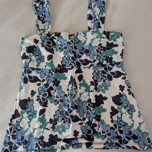 Ann Taylor Floral Camisole in Blue and Black